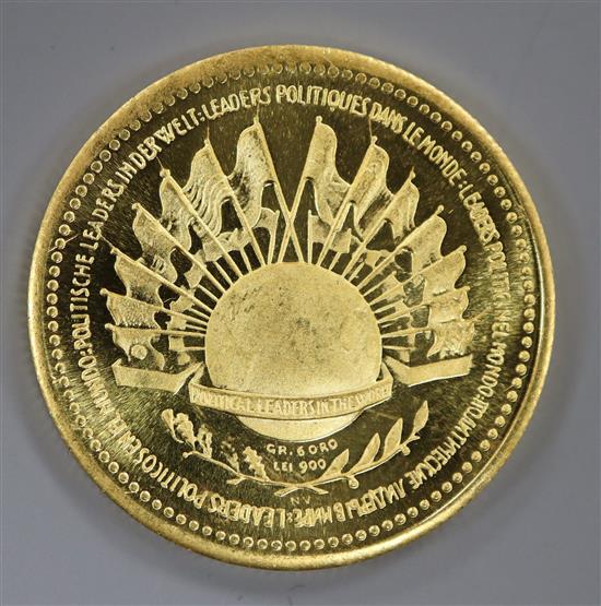A Venezuela Political Leaders of the World (Kennedy) gold medal, 1964, 6 grams.